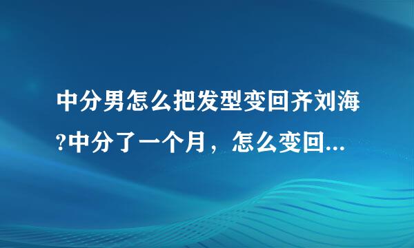 中分男怎么把发型变回齐刘海?中分了一个月，怎么变回以前的齐刘海？而且眉头中间没有缝隙