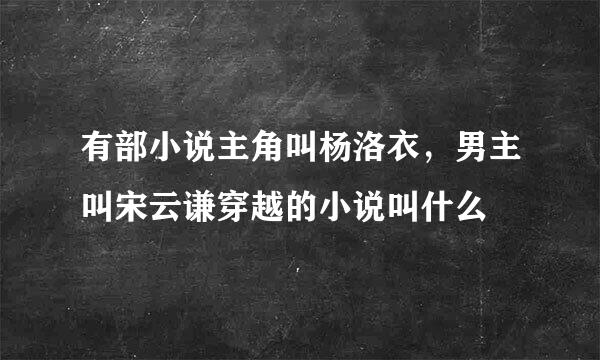 有部小说主角叫杨洛衣，男主叫宋云谦穿越的小说叫什么