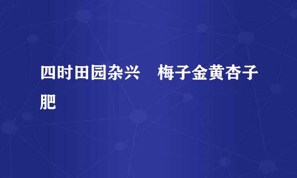 四时田园杂兴 梅子金黄杏子肥
