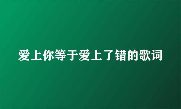 爱上你等于爱上了错的歌词