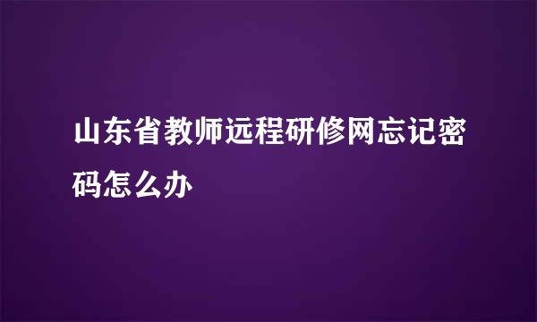山东省教师远程研修网忘记密码怎么办