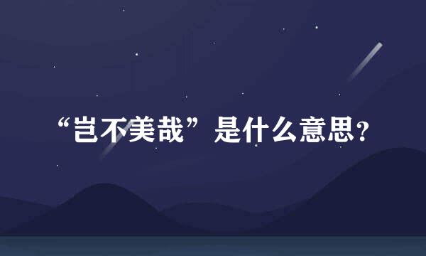 “岂不美哉”是什么意思？