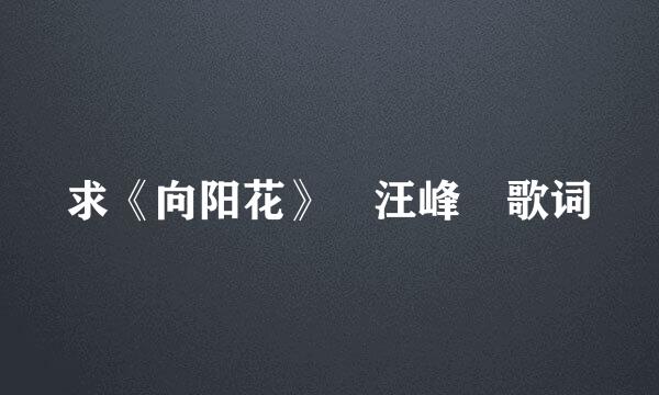 求《向阳花》 汪峰 歌词