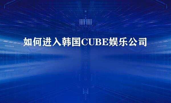 如何进入韩国CUBE娱乐公司