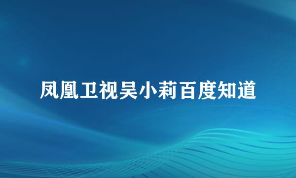 凤凰卫视吴小莉百度知道