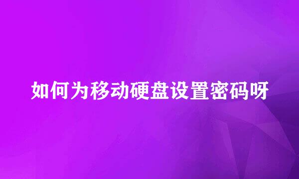 如何为移动硬盘设置密码呀