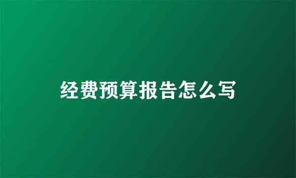 经费预算报告怎么写