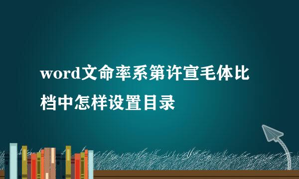 word文命率系第许宣毛体比档中怎样设置目录