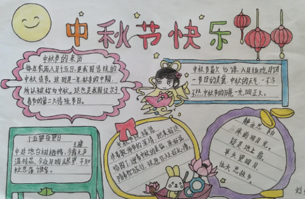 中秋节来自手抄报一等奖 三年级