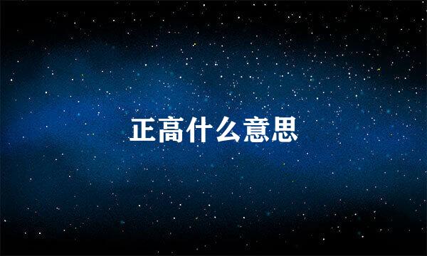 正高什么意思