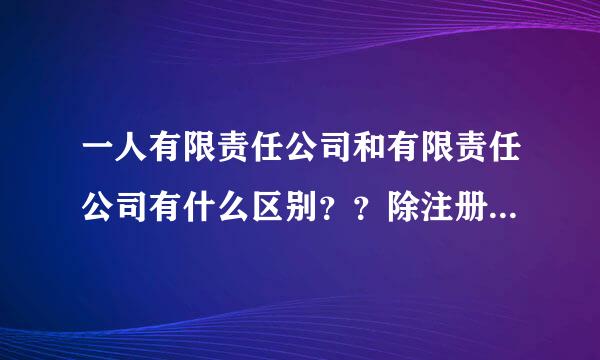 一人有限责任公司和有限责任公司有什么区别？？除注册资金。。。一般纳税人的要求是什么？？