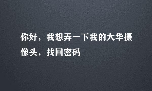 你好，我想弄一下我的大华摄像头，找回密码
