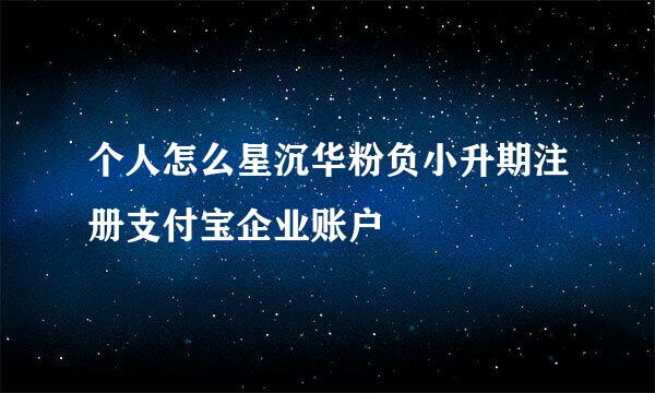 个人怎么星沉华粉负小升期注册支付宝企业账户