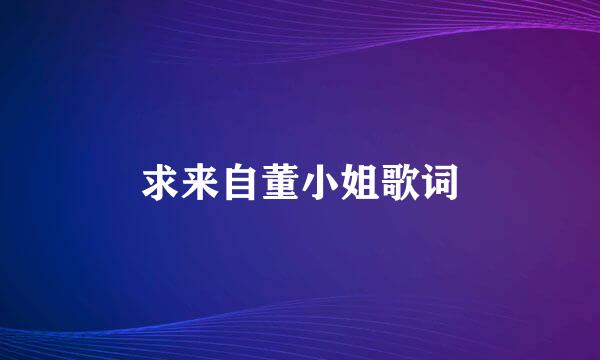 求来自董小姐歌词