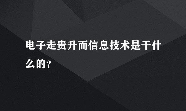 电子走贵升而信息技术是干什么的？