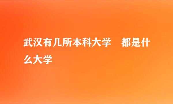 武汉有几所本科大学 都是什么大学