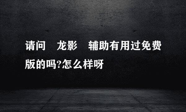 请问 龙影 辅助有用过免费版的吗?怎么样呀