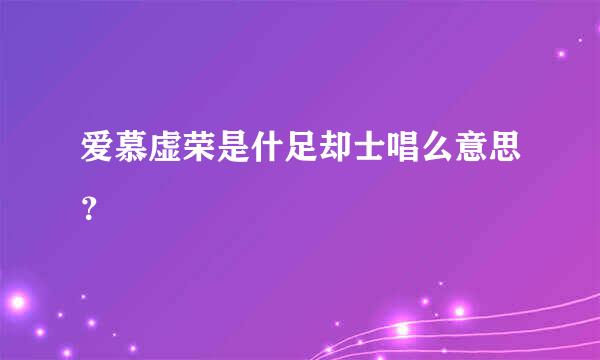 爱慕虚荣是什足却士唱么意思？