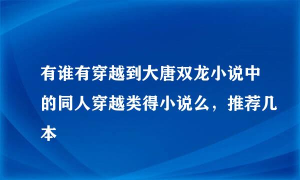 有谁有穿越到大唐双龙小说中的同人穿越类得小说么，推荐几本