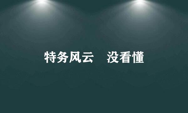特务风云 没看懂