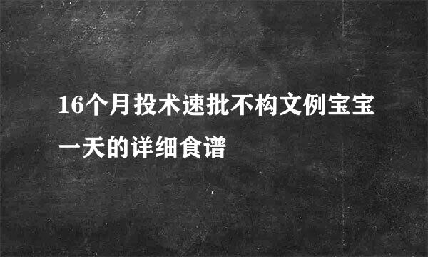 16个月投术速批不构文例宝宝一天的详细食谱