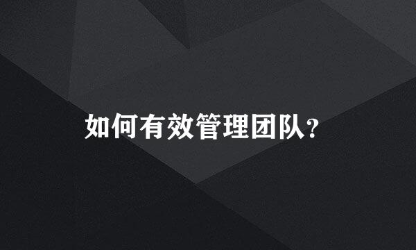 如何有效管理团队？