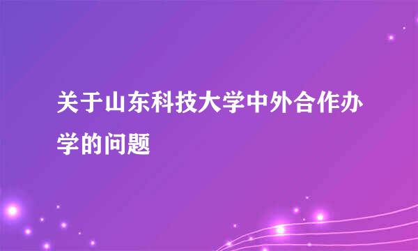 关于山东科技大学中外合作办学的问题