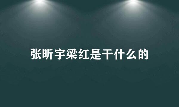 张昕宇梁红是干什么的