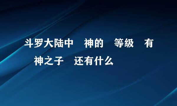 斗罗大陆中 神的 等级 有 神之子 还有什么