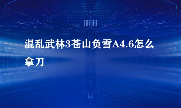 混乱武林3苍山负雪A4.6怎么拿刀