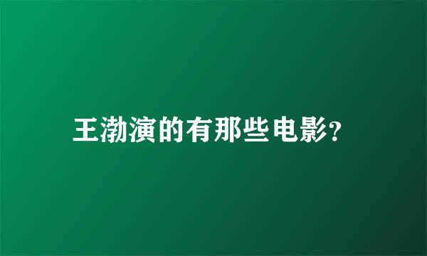 王渤演的有那些电影？