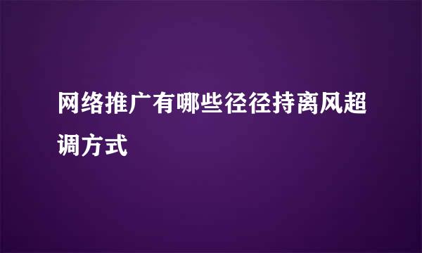 网络推广有哪些径径持离风超调方式