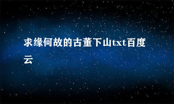 求缘何故的古董下山txt百度云