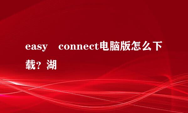 easy connect电脑版怎么下载？湖