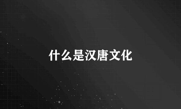 什么是汉唐文化