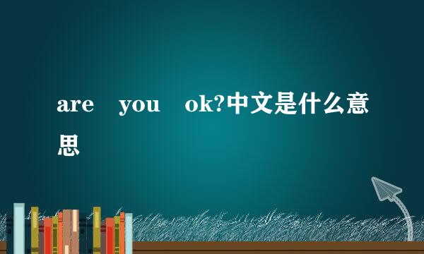 are you ok?中文是什么意思