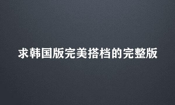 求韩国版完美搭档的完整版