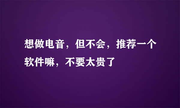 想做电音，但不会，推荐一个软件嘛，不要太贵了