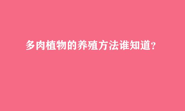 多肉植物的养殖方法谁知道？