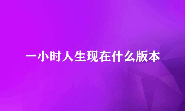 一小时人生现在什么版本