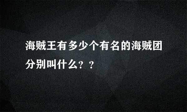 海贼王有多少个有名的海贼团分别叫什么？？