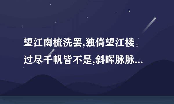 望江南梳洗罢,独倚望江楼。过尽千帆皆不是,斜晖脉脉水悠悠。肠断白蓣洲。武陵春风住...