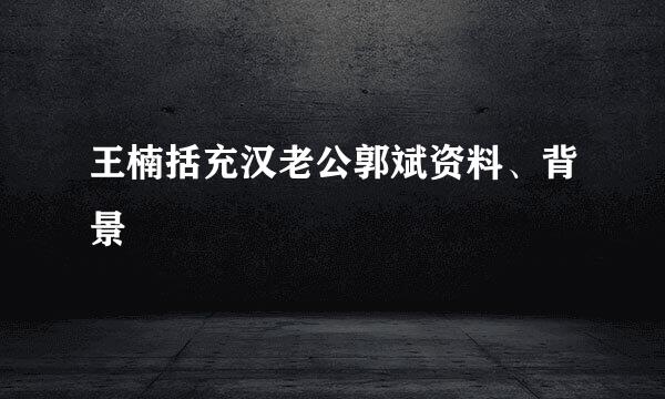 王楠括充汉老公郭斌资料、背景