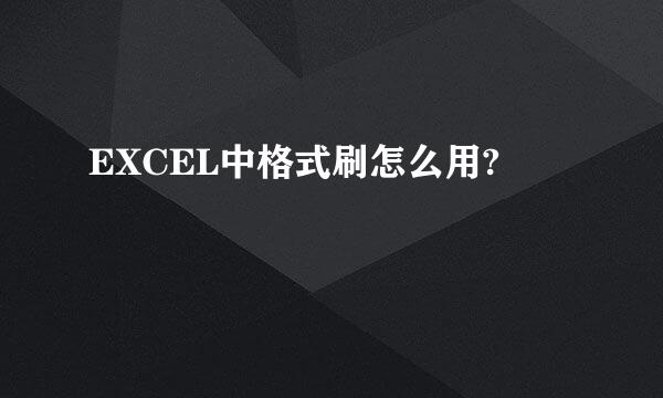 EXCEL中格式刷怎么用?