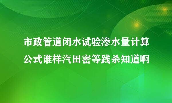 市政管道闭水试验渗水量计算公式谁样汽田密等践杀知道啊