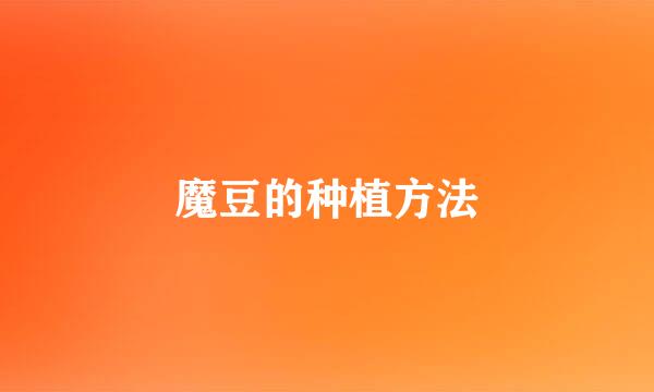 魔豆的种植方法