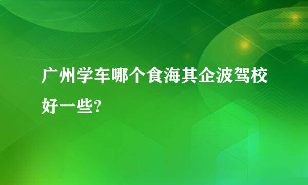 广州学车哪个食海其企波驾校好一些?