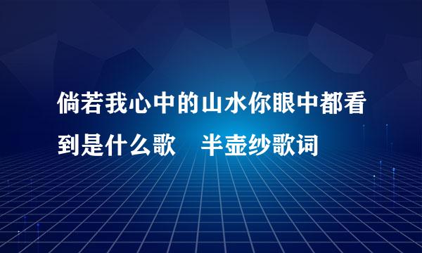 倘若我心中的山水你眼中都看到是什么歌 半壶纱歌词