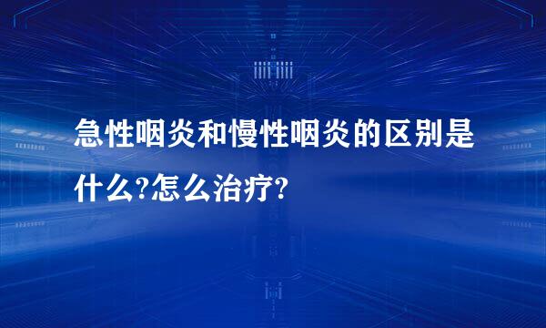 急性咽炎和慢性咽炎的区别是什么?怎么治疗?