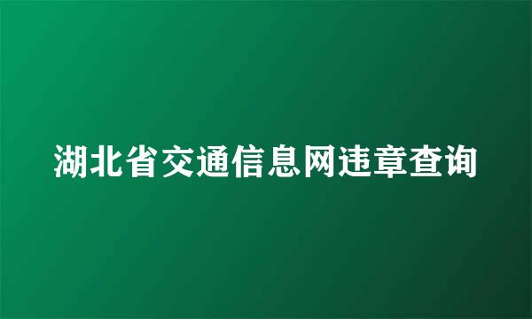 湖北省交通信息网违章查询